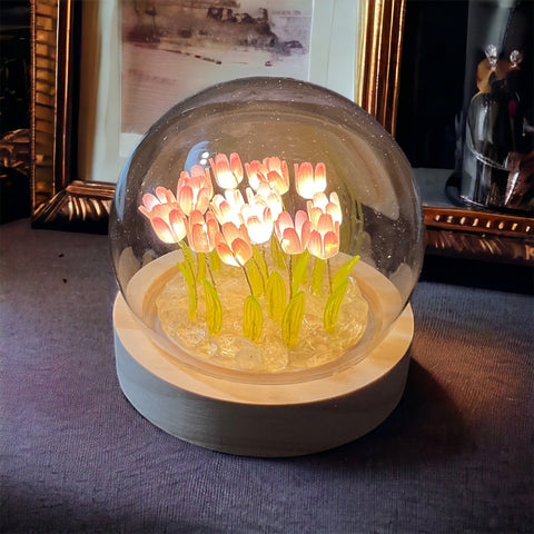 Tulip lights in glass dome